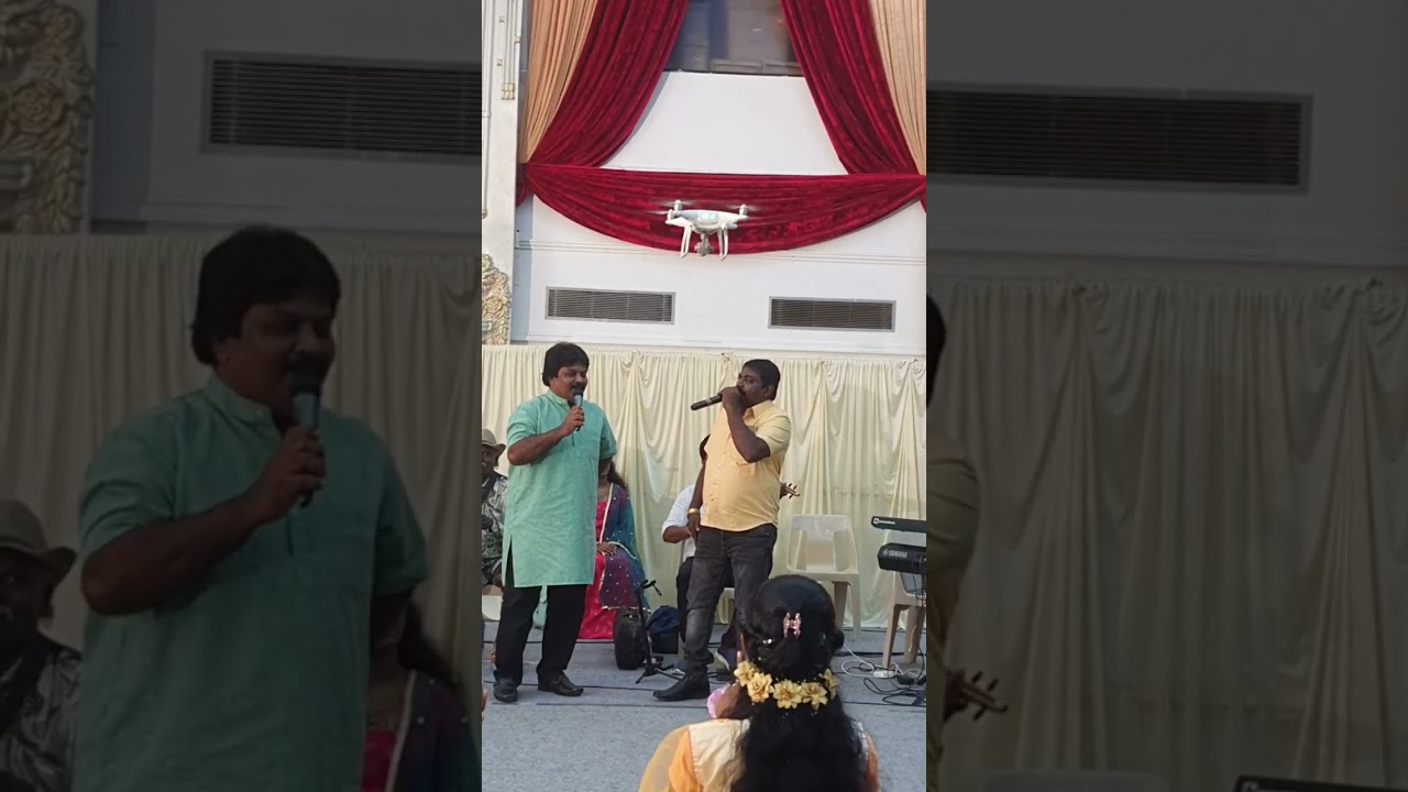 இமான் அண்ணாச்சி உறவினர் இல்லத் திருமண விழாவில் திரு .M.K. பால் அவர்களுடன் பாடல் பாடியபோது..