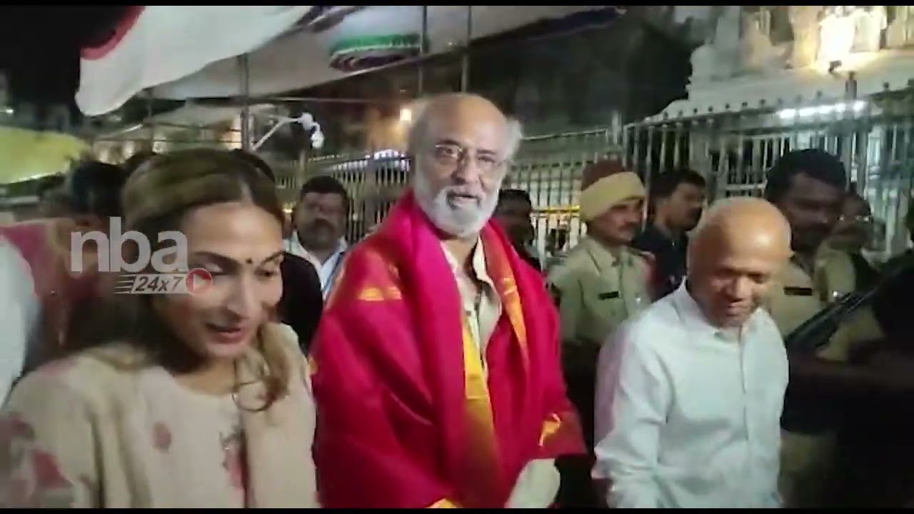 Superstar Rajinikanth Visits Tirupathi Temple with his Daughter Aiswarya | Baba Rerelease | nba 24x7