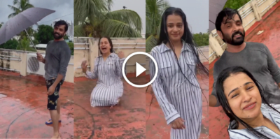 மனைவியோடு மழையில் மனம் நிறைய நனைந்து மகிழ்ந்த சினேகன்! வைரலாகும் வீடியோ! Snekan Kannika Dancing In Rain Video 1