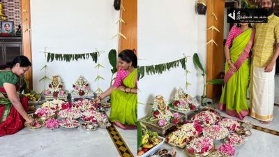 வரலக்ஷ்மி நோன்பை வீட்டில் கொண்டாடிய தமிழும் சரஸ்வதி சீரியல் கதாநாயகி நக்ஷத்ரா 75