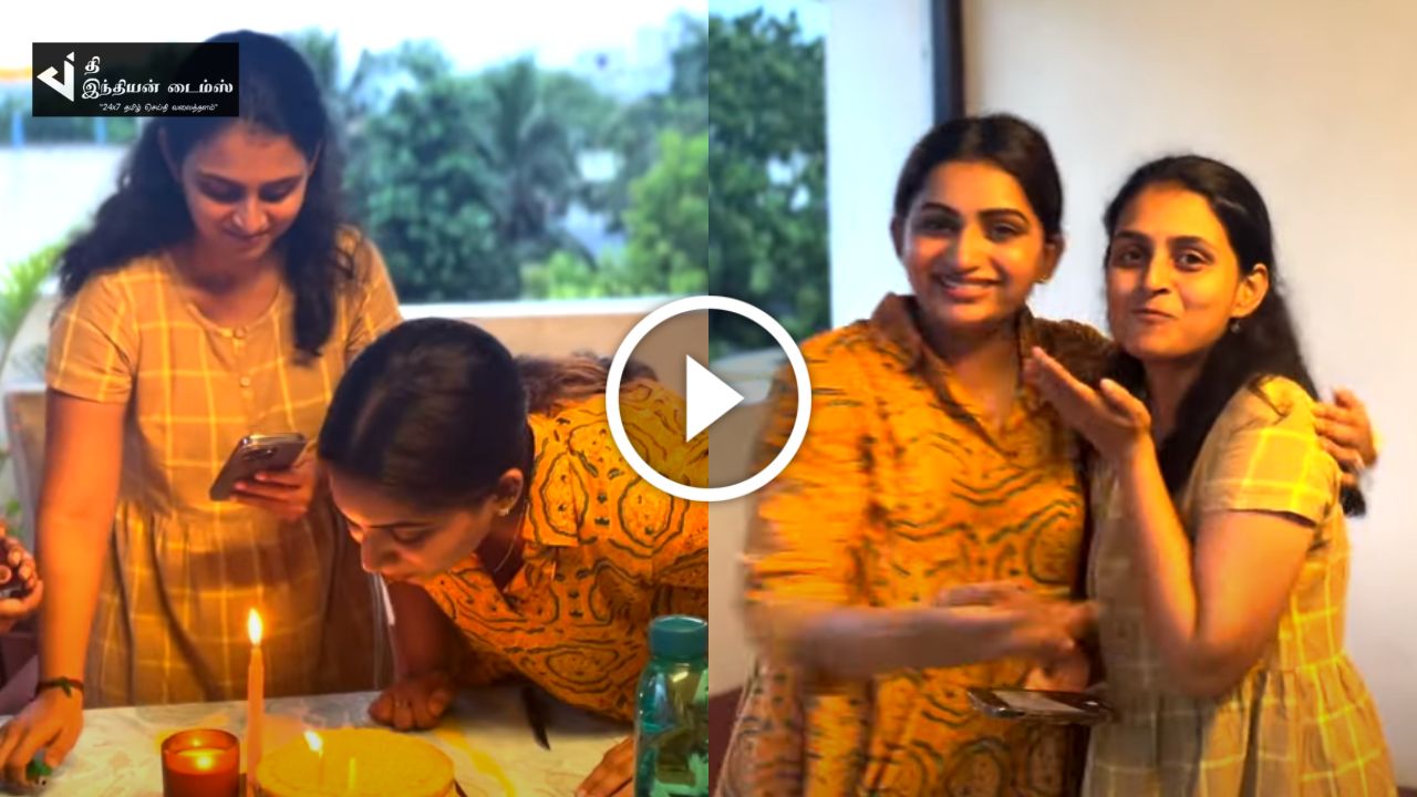 குடும்பத்துடன் கேக் வெட்டி பிறந்தநாளை கொண்டாடிய தமிழும் சரஸ்வதியும் சீரியல் கதாநாயகி நக்ஷத்ரா