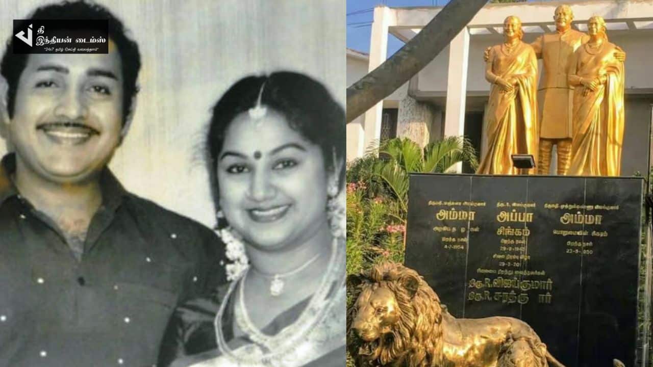 தனது இரண்டு மனைவிகளுடன் சேர்த்து தனக்கும் சிலை வைத்த நடிகர் விஜயகுமார்