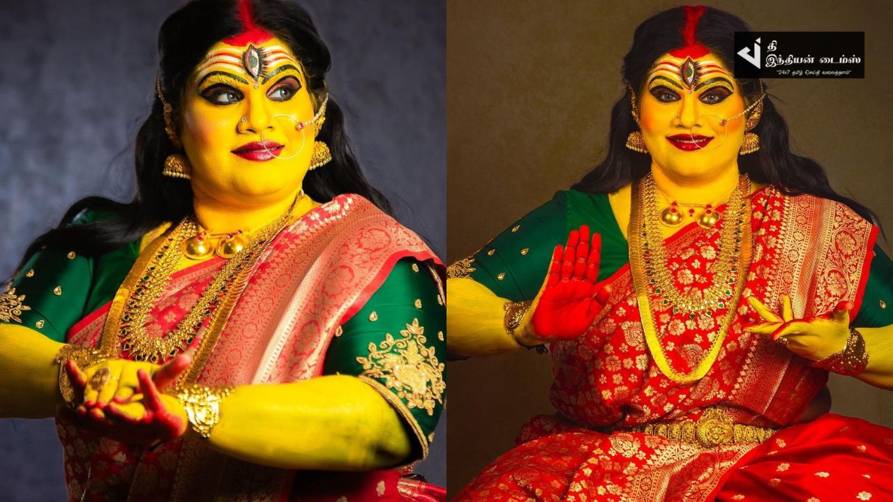 நவராத்திரிக்காக முழு துர்க்கை அம்மனாக மாறிய பிகில் பாண்டியம்மா