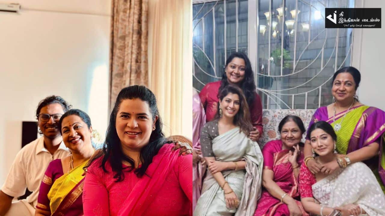 மகன் மற்றும் மகளுடன் தீபாவளியை கொண்டாடிய நடிகை ராதிகா