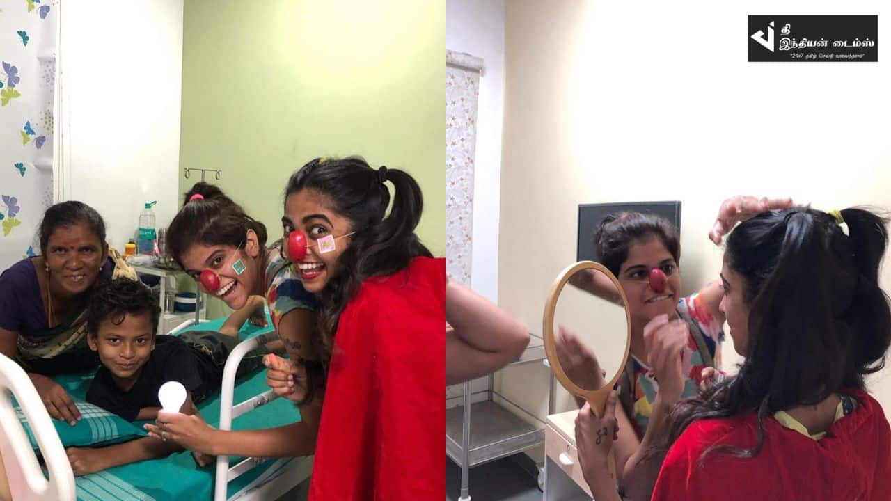 மருத்துவமனையில் நோயாளிகளை கோமாளியாக வந்து சிரிக்க வைக்கும் பிக் பாஸ் மாயா