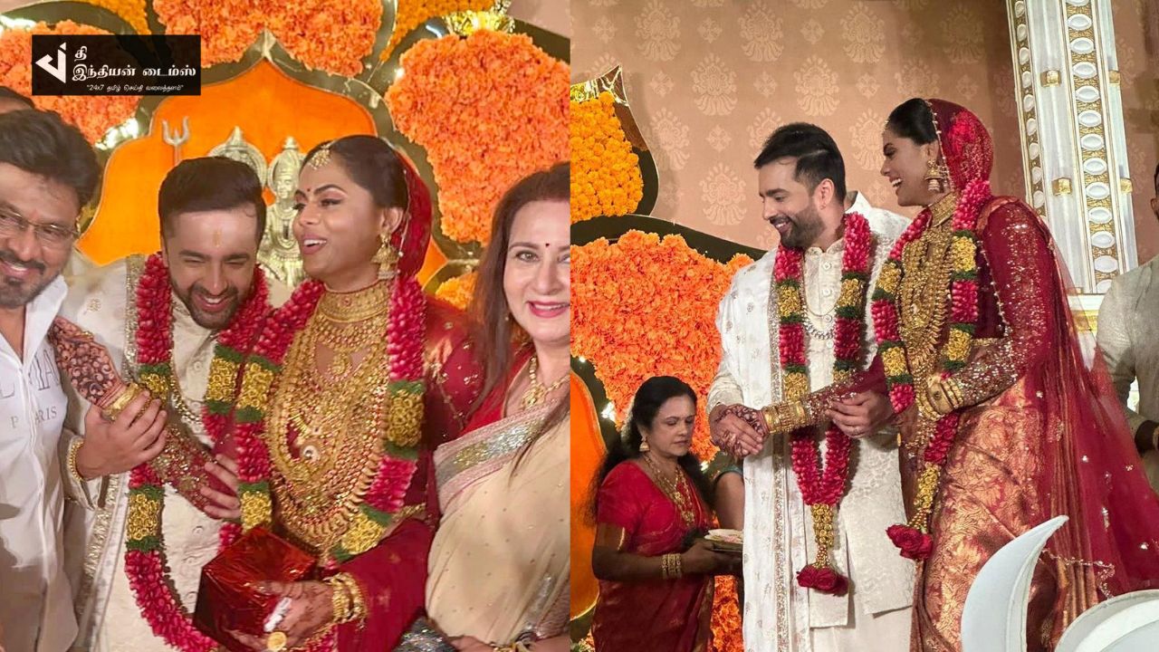 கோலாகலமாக நடைபெற்ற நடிகை ராதா மகள் கார்த்திகாவின் திருமண புகைப்படங்கள்