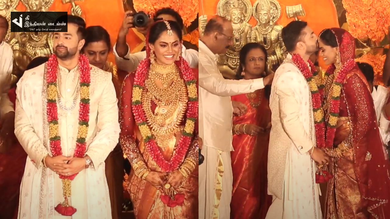 முதல் மரியாதை பட நடிகை ராதா மகளின் திருமண புகைப்படங்கள்