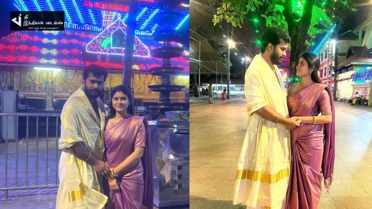 முதல் திருமண நாளை கணவருடன் குருவாயூர் கோவிலில் கொண்டாடிய பாக்கியலட்சுமி சீரியல் ரித்திகா