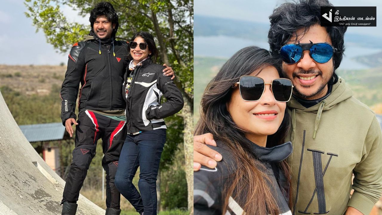 கணவர் உடன் பைக் ரைடு சென்ற சென்னை 28 பட நடிகை விஜயலக்ஷ்மி