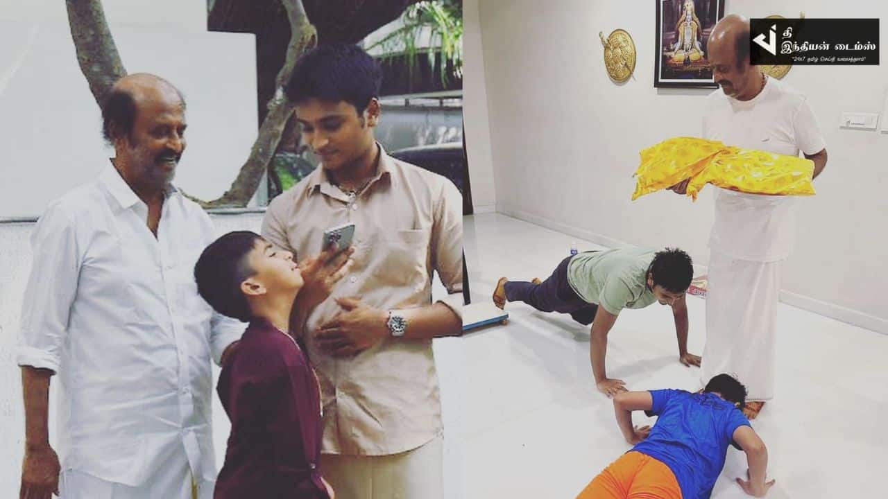 மகள் மற்றும் பேரன்களுடன் தீபாவளி கொண்டாடிய சூப்பர் ஸ்டார் ரஜினிகாந்த் புகைப்படங்கள்;