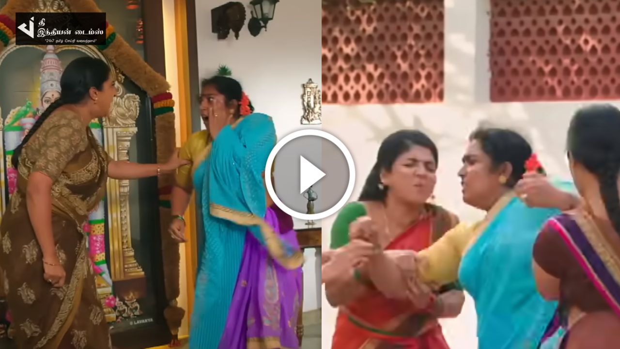 ஜான்சி ராணி கன்னத்தில் பளார் என அறைவிட்ட ஈஸ்வரி…அடித்து விரட்டிய மருமகள்கள்… எதிர்நீச்சல் ப்ரோமோ