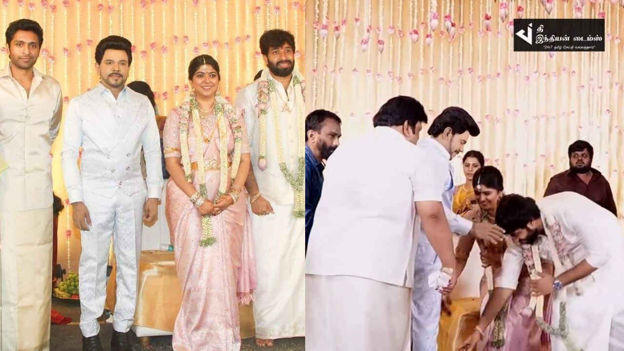 நடிகர் பிரபு மகளின் திருமணத்திற்கு நேரில் சென்று வாழ்த்திய லெஜெண்ட் அண்ணாச்சி