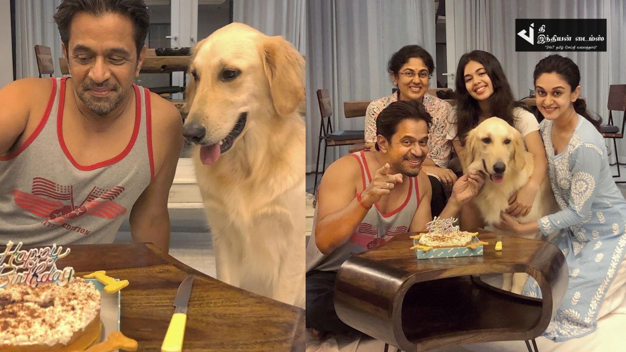 வீட்டின் செல்ல பிராணிக்கு பிறந்தநாள் கொண்டாடிய நடிகர் அர்ஜுன்