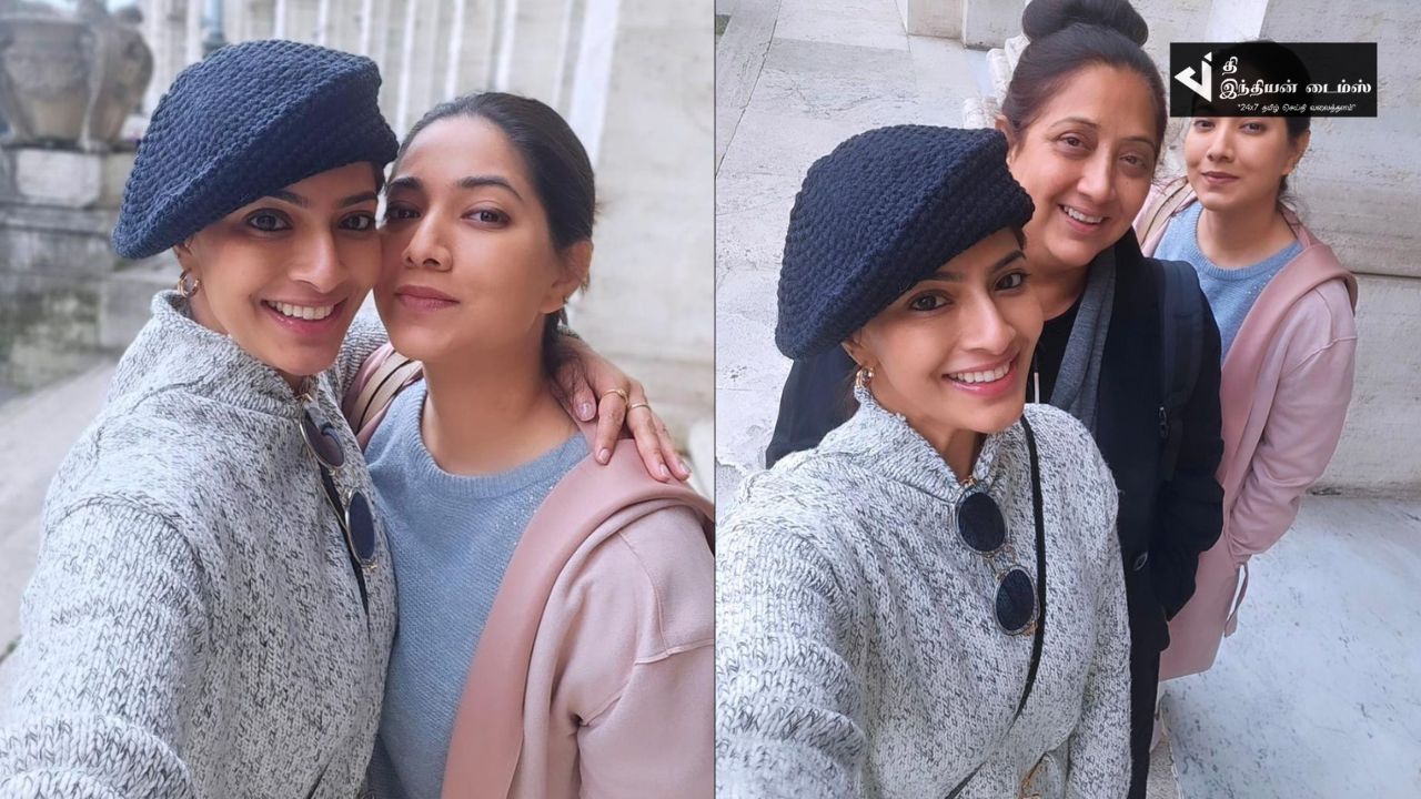 அம்மா மற்றும் தங்கையுடன் வெளிநாட்டில் விடுமுறையை கொண்டாடும் நடிகர் வரலக்ஷ்மி சரத்குமார்