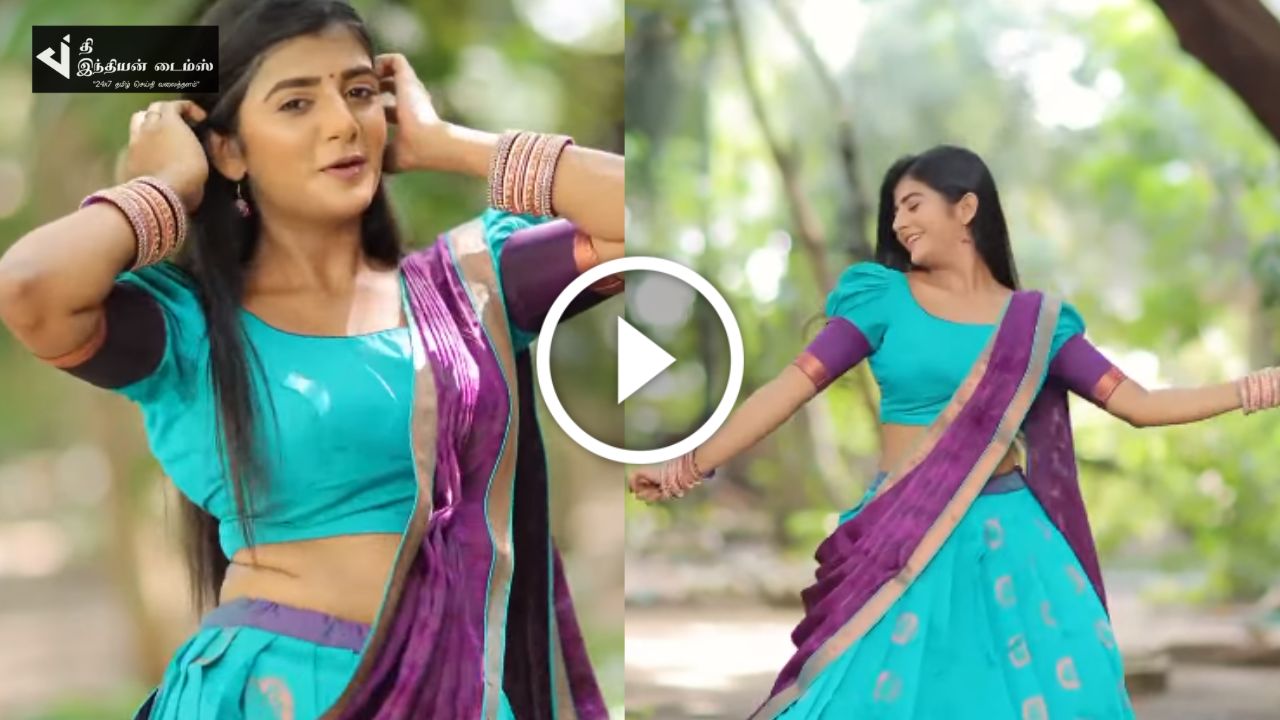 தாவணியில் தாறுமாறாக ஆட்டம் போட்ட ஈரமான ரோஜாவே சீரியல் கேபிரியல்