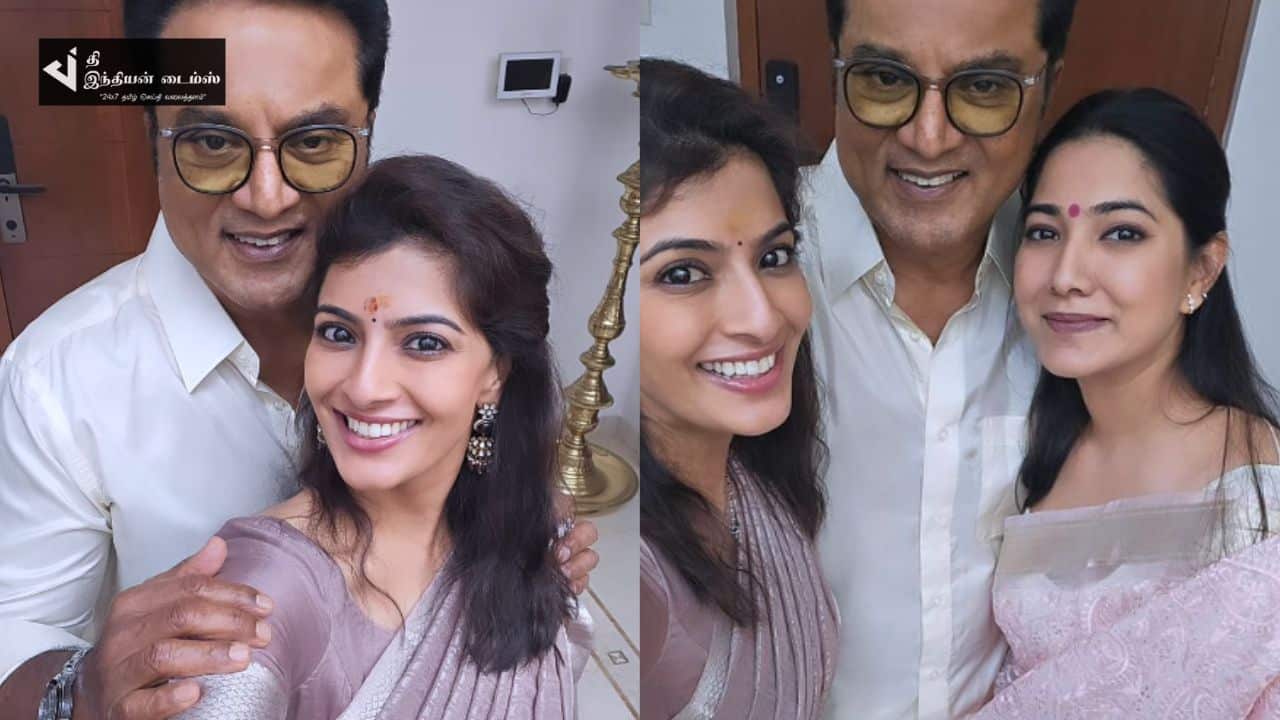 தனது இரண்டு மகளுடன் பொங்கலை கொண்டாடிய நடிகர் சரத்குமார்