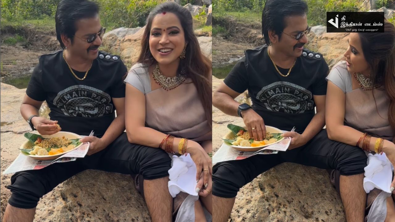 காணும் பொங்கலுக்கு மனைவியுடன் ஆற்றங்கரையில் நடிகர் ரெடின் கிங்ஸ்லி