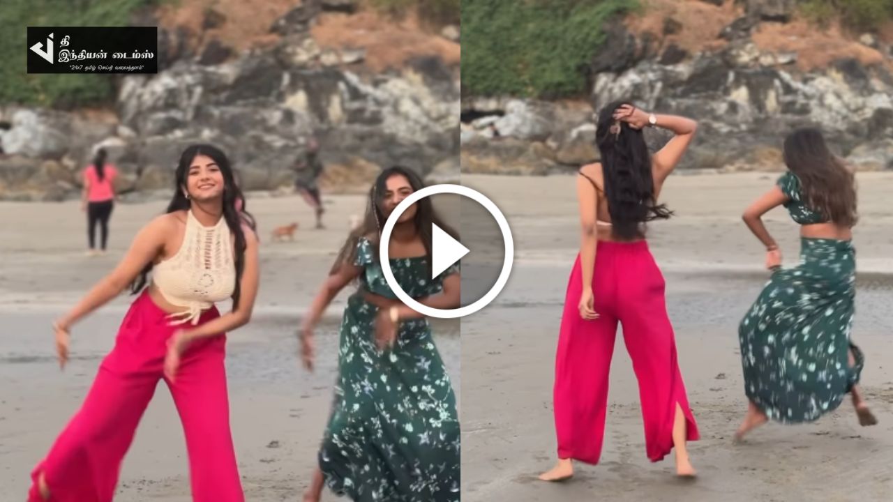 கடற்கரையில் குத்தாட்டம் போட்ட ஈரமான ரோஜாவே சீரியல் நாயகி கேபிரியல்
