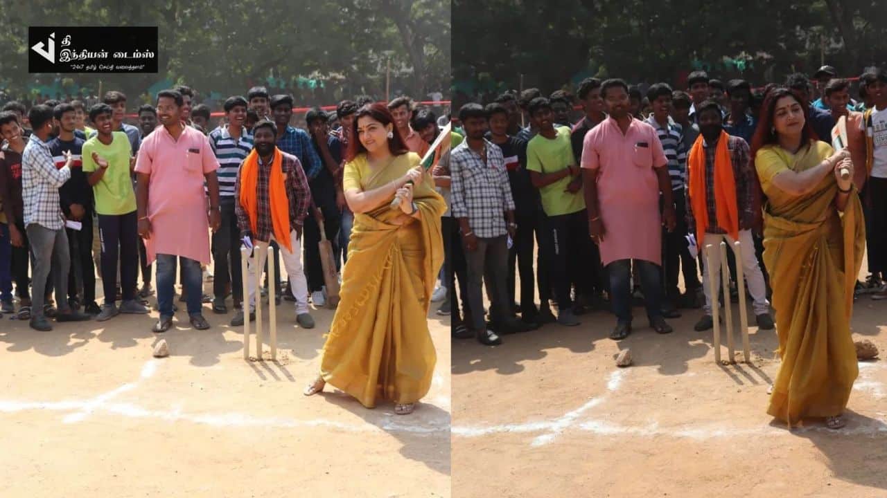 செம்ம மாஸாக கிரிக்கெட் விளையாடிய நடிகை குஷ்பு