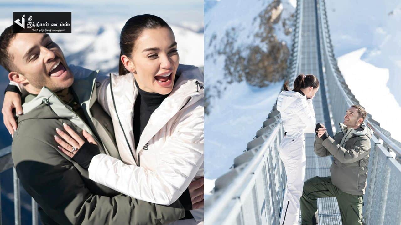 மலை உச்சியில் நடிகை AMY JACKSON-னிடம் காதலை சொன்ன காதலன்