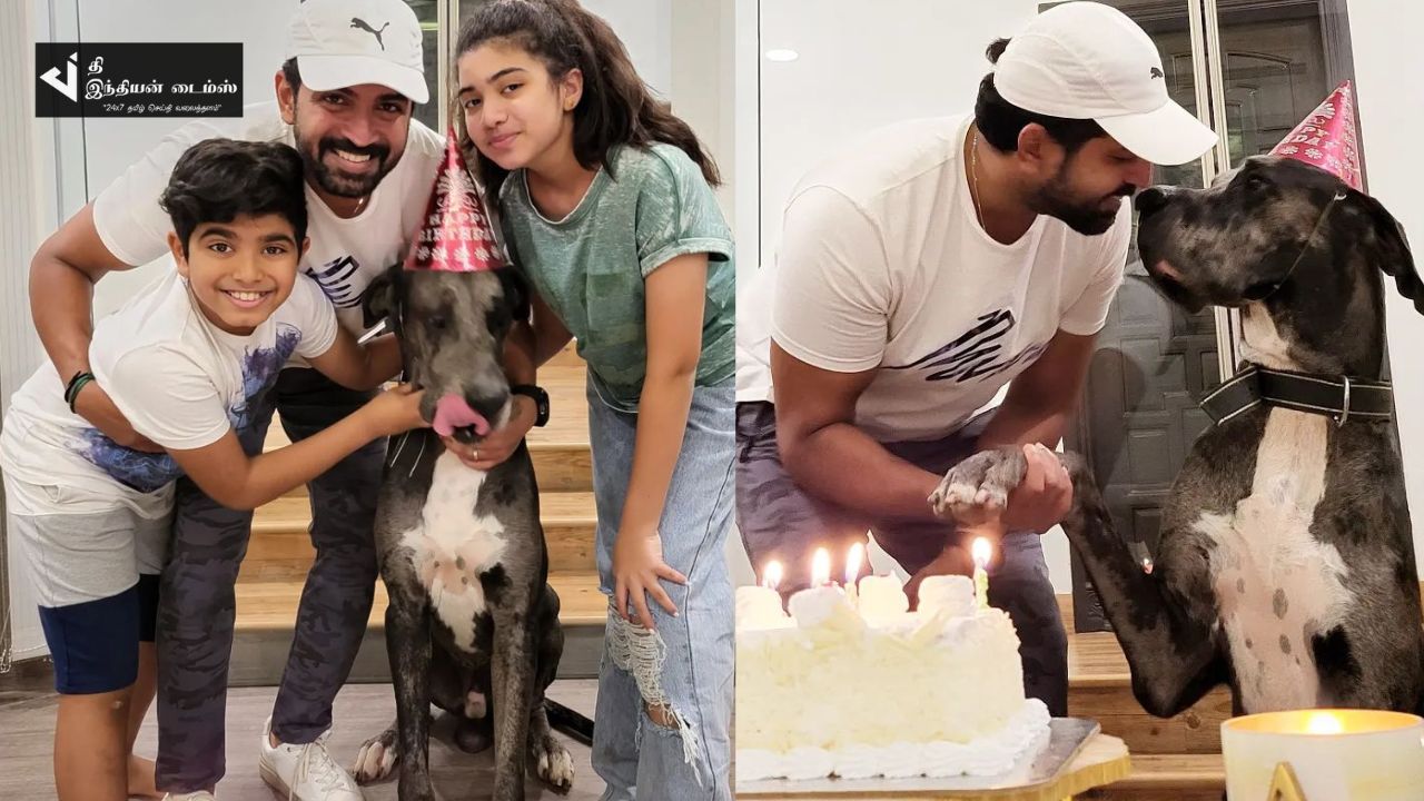 வீட்டு செல்லப்பிராணியின் பிறந்தநாளை கொண்டாடிய நடிகர் அருண் விஜய்