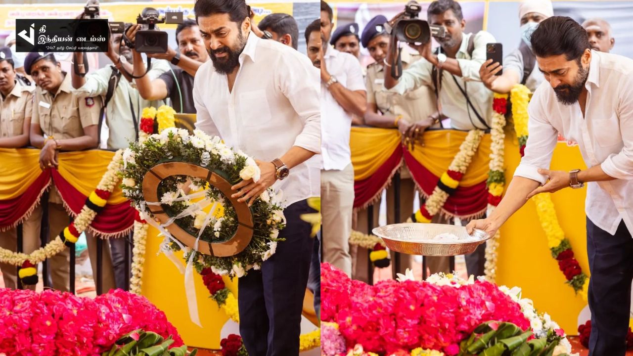 கேப்டன் நினைவிடத்தில் கண்ணீர் மல்க அஞ்சலி செலுத்திய சூர்யா புகைப்படங்கள்