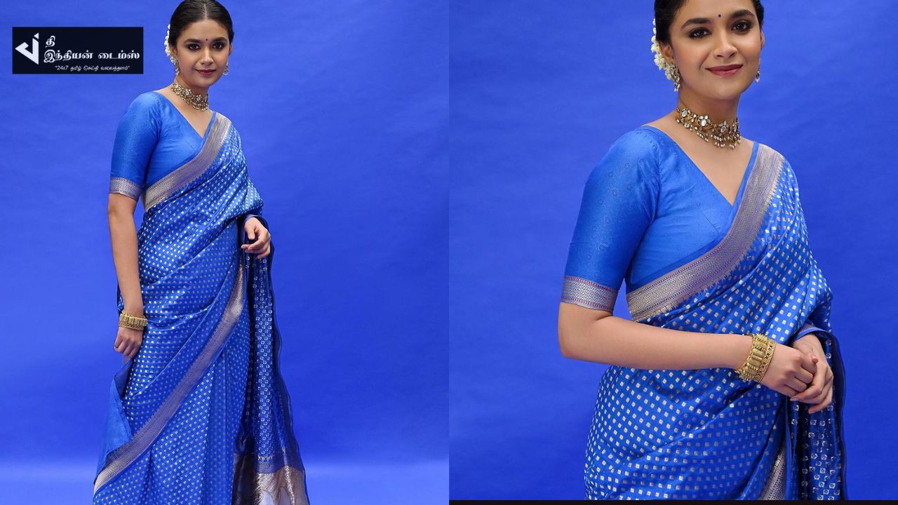 சேலையில் தேவதை போல ஜொலிக்கும் கீர்த்தி சுரேஷின் லேட்டஸ்ட் புகைப்படங்கள்