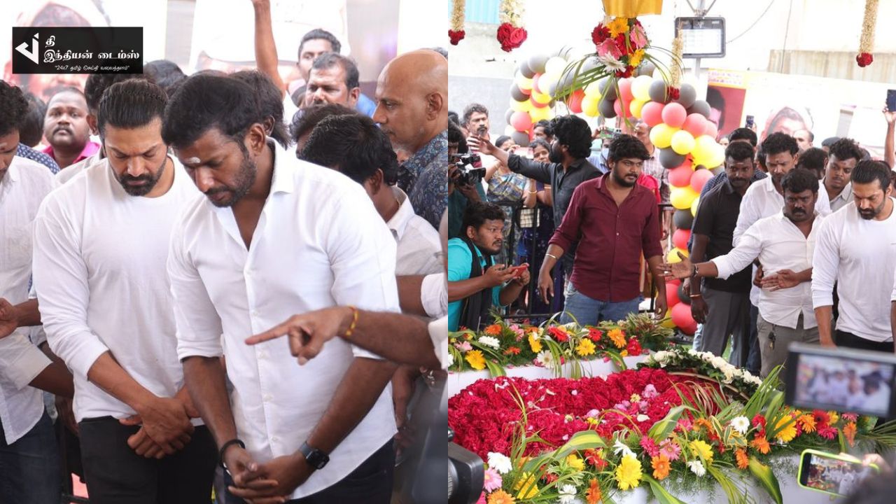 கேப்டன் விஜயகாந்த் நினைவிடத்தில் கதறி அழுது அஞ்சலி செலுத்திய விஷால்