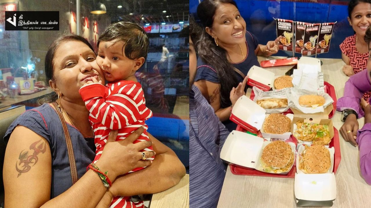 பேரன் மற்றும் குடும்பத்துடன் பாக்கியலட்சுமி நடிகை கம்பம் மீனா