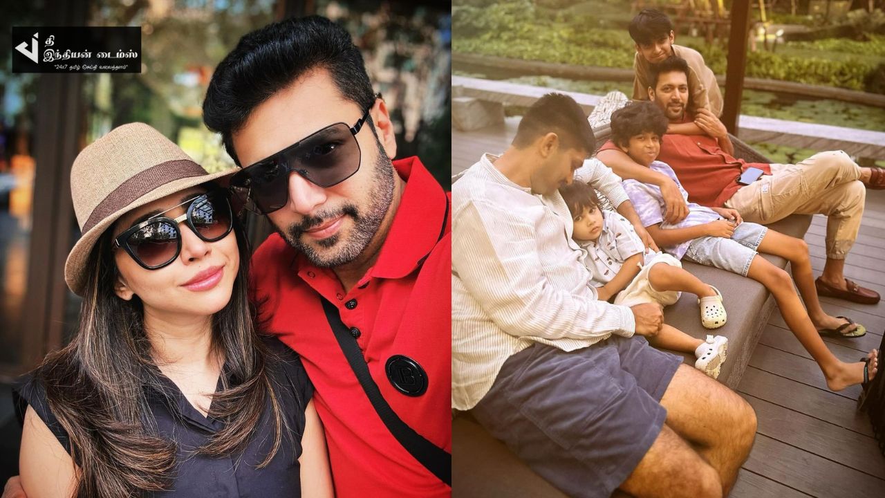 நடிகர் ஜெயம் ரவி குடும்பத்துடன் வெளிநாட்டில் விடுமுறை கொண்டாட்டம்