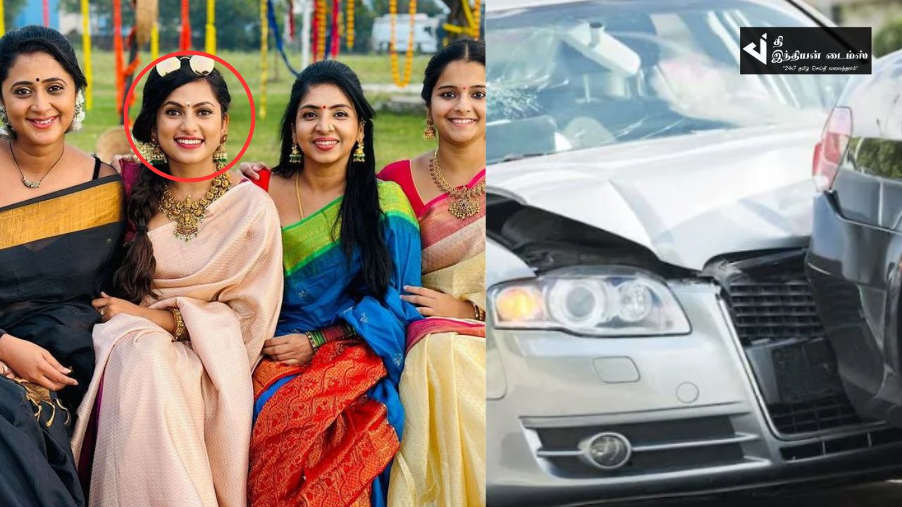 விபத்தில் சிக்கிய எதிர்நீச்சல் சீரியல் நாயகி ஜனனி… அதிவேகமாக காரை இயக்கியதால் விபத்து