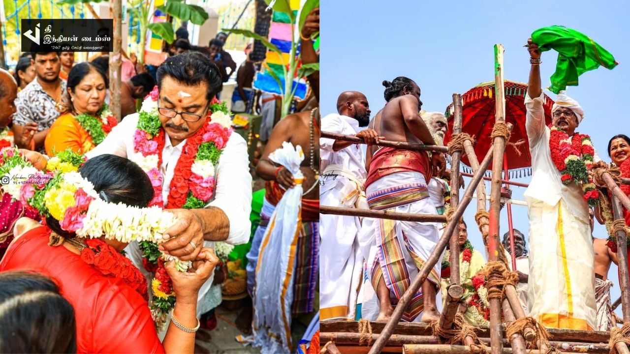 குலதெய்வம் கோவிலில் குடும்பத்துடன் சுவாமி தரிசனம் செய்த சரத்குமார் ராதிகா