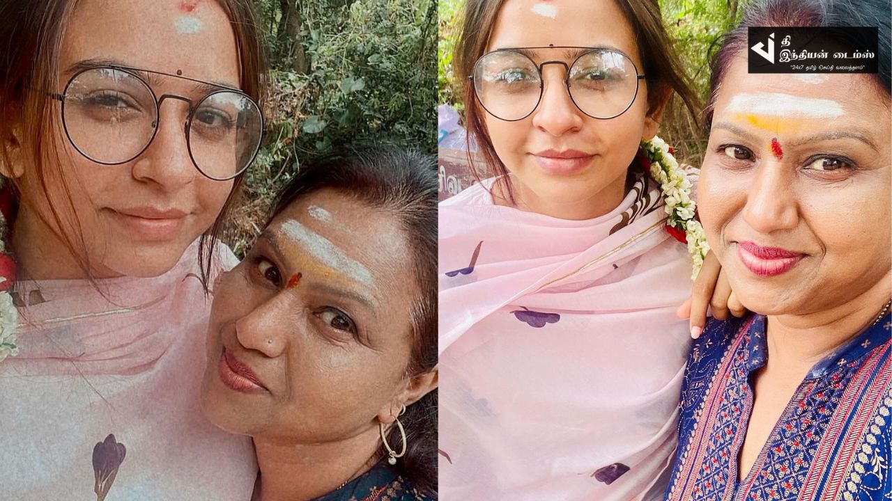 பாக்கியலட்சுமி ஜெனி உடன் கோவிலில் திருவண்ணாமலையில் கம்பம் மீனா சுவாமி தரிசனம்
