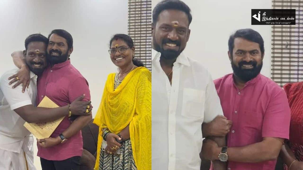 ரோபோ சங்கர் மகளையும் மருமகனையும் வாழ்த்திய சீமான்