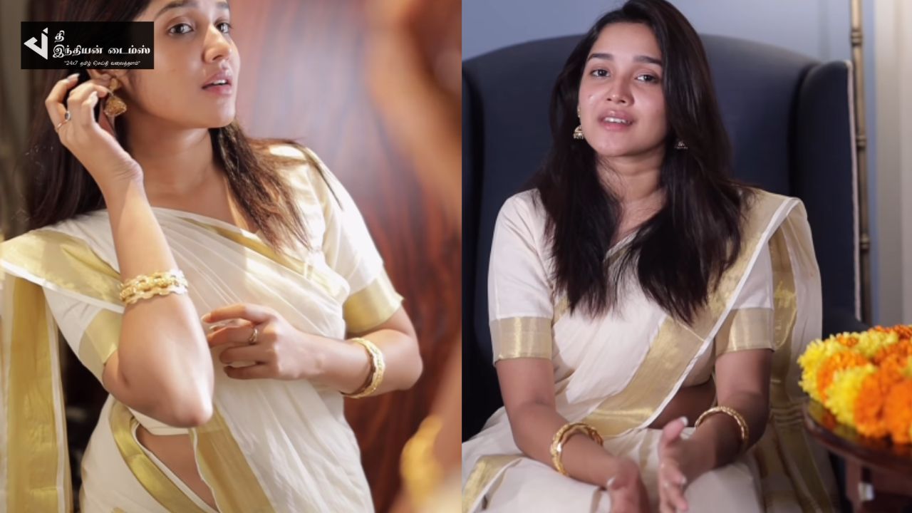 கேரளா சேலையில் ஜொலிக்கும் தல அஜித் ரீல் மகள் அனிகா