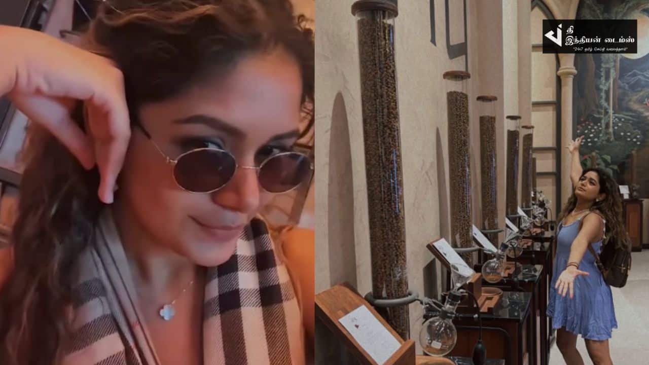 விடுமுறையை வெளிநாட்டில் கொண்டாடும் நடிகை அதிதி சங்கர்