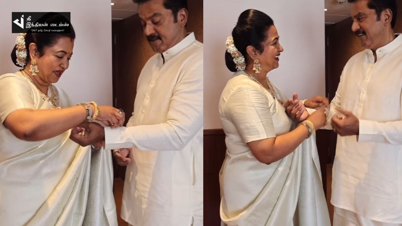 மகள் வரலக்ஷ்மி நிச்சயத்திற்கு தயாரான சரத்குமார் ராதிகா