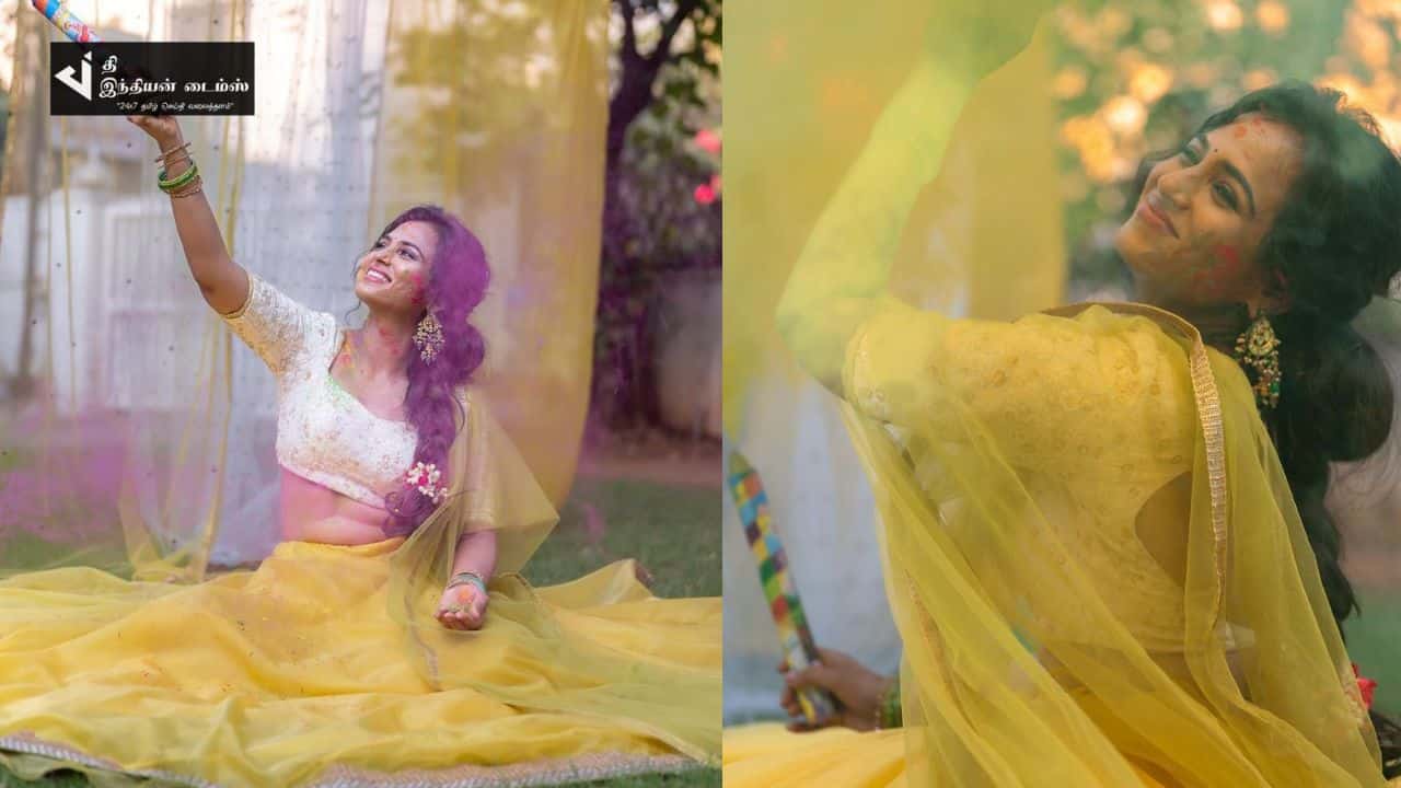 ஹோலி பண்டிகையை கொண்டாடும் நடிகை ரம்யா பாண்டியன்