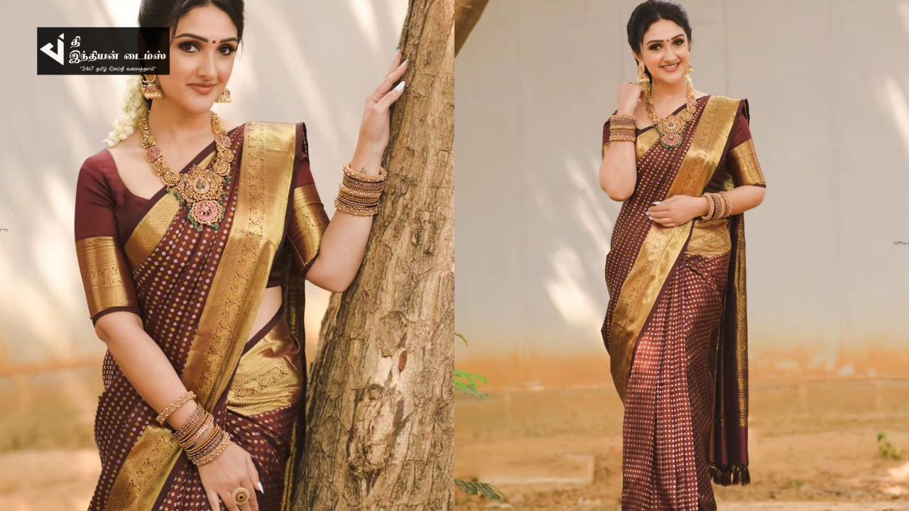 தேவதையை கண்டேன் பட நாயகி ஸ்ரீ தேவி சேலையில் தங்கசிலை போல ஜொலிக்கும் புகைப்படங்கள்