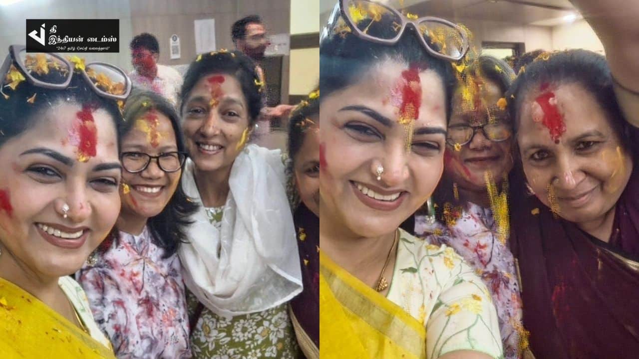 ஹோலி பண்டிகை கொண்டாடிய நடிகை குஷ்பு