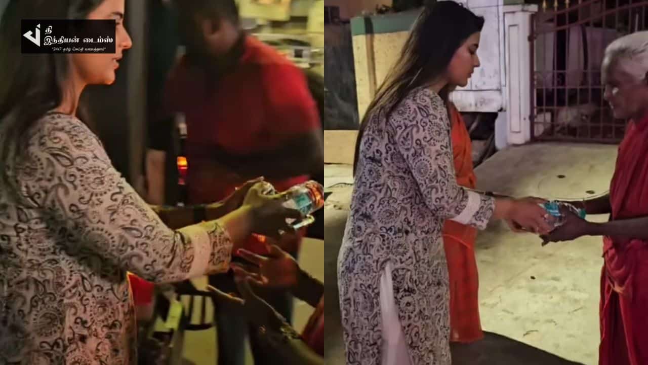 சாலையில் வசிப்பவர்களுக்கு உணவு வழங்கிய நடிகை ஐஸ்வர்யா ராஜேஷ்