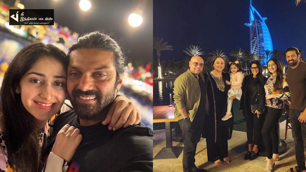 குடும்பத்துடன் நடிகர் ஆர்யா இரவு விருந்துக்கு சென்ற புகைப்படங்கள்