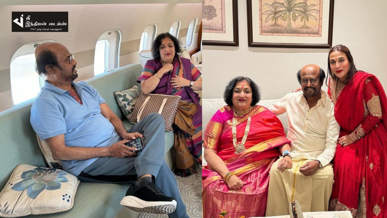 குடும்பத்துடன் தனி விமானத்தில் பறந்த ஐஸ்வர்யா ரஜினிகாந்த்