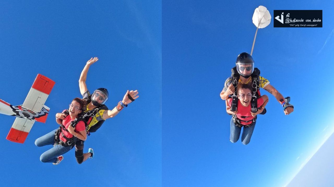 Sky Diving செய்த பிரபல நடிகை நஸ்ரியா பகத் பாசில்