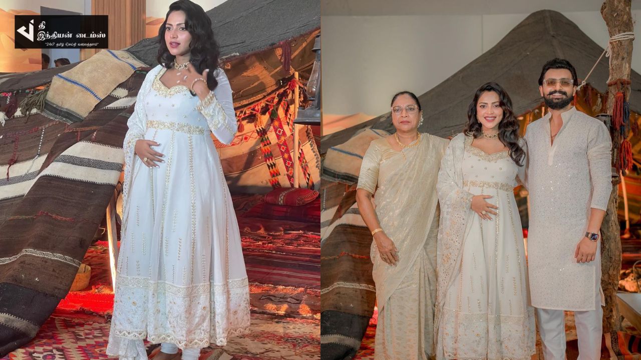 வயிற்றில் குழந்தையுடன் பட நிகழ்ச்சிக்கு வந்த நடிகை அமலாபால்