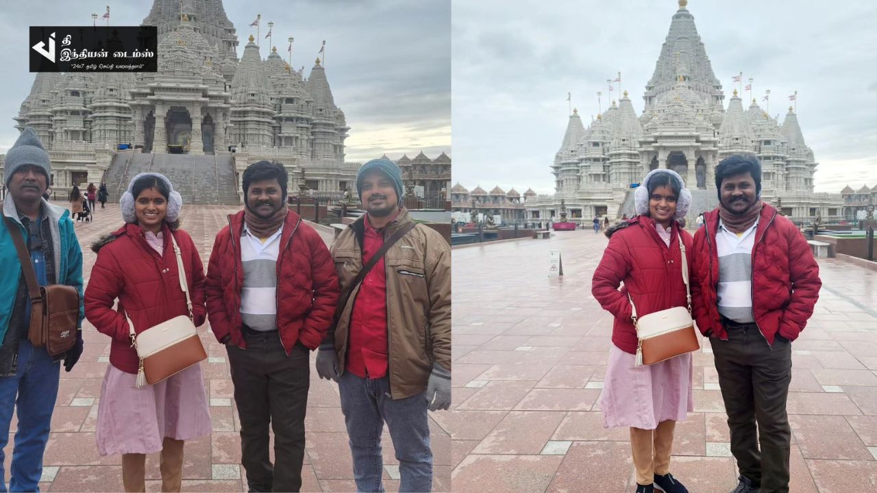 அமெரிக்காவில் கோவிலுக்கு சென்ற பாடகர் செந்தில் ராஜலக்ஷ்மி