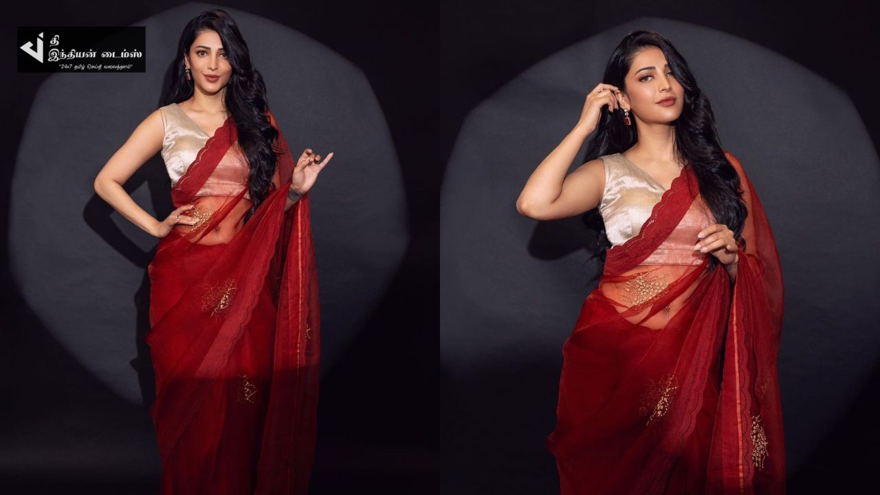 சேலையில் கலக்கும் நடிகை ஷ்ருதி ஹாசன் லேட்டஸ்ட் புகைப்படங்கள்