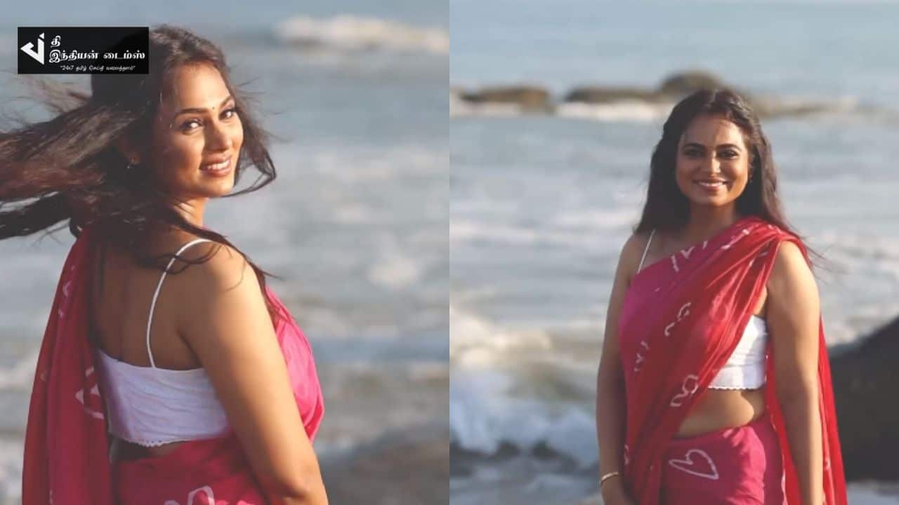 மீண்டும் சேலையில் மிரட்டும் நடிகை ரம்யா பாண்டியன்