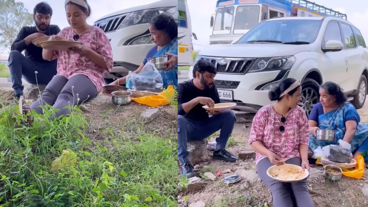 கிராமத்தில் குடும்பத்துடன் ஒன்றாக அமர்ந்து உணவருந்திய கன்னிகா சினேகன்