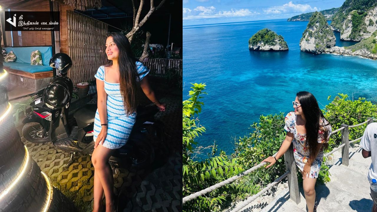 குட்டை உடையில் மாலத்தீவில் பட்டையை கிளப்பும் எதிர்நீச்சல் ஜனனி